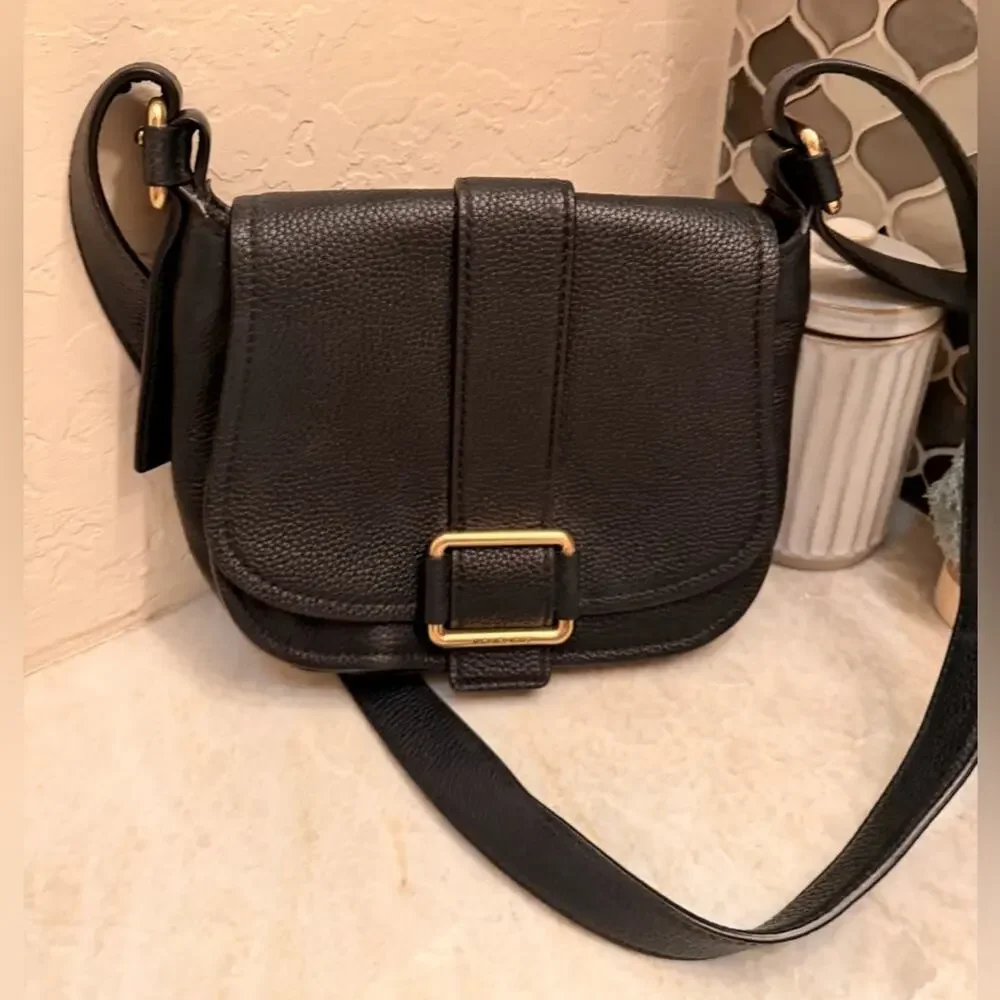 Michael Kors Black Crossbody Bag with Gold Accents